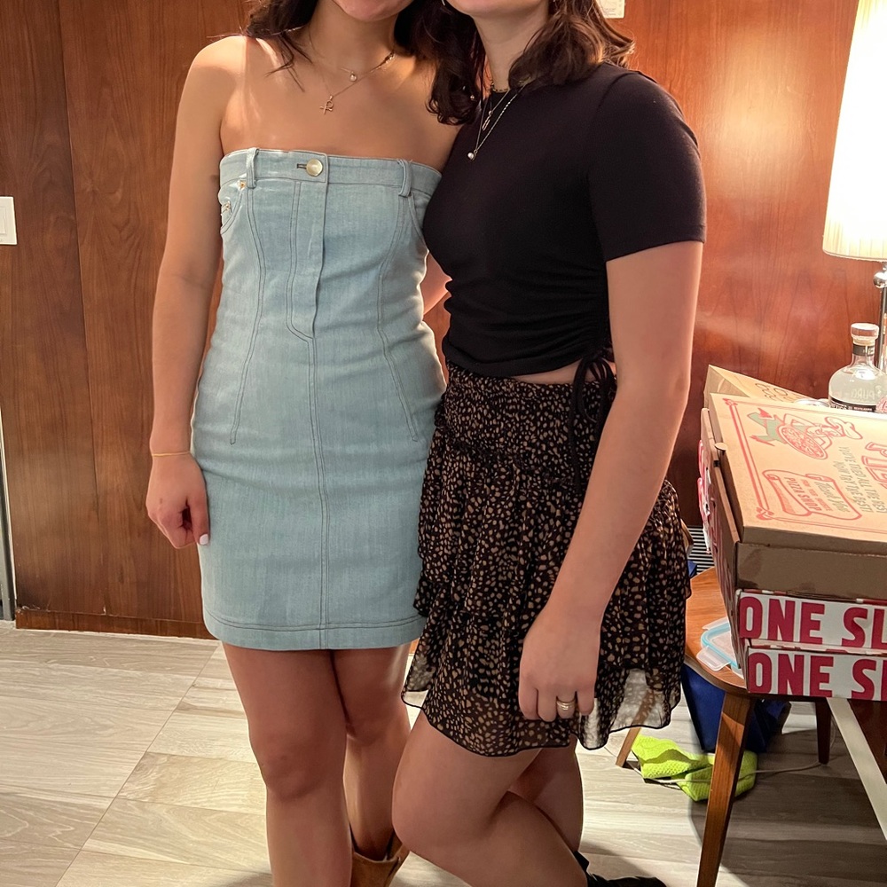 Moschino light  Blue Denim Strapless Mini Dress